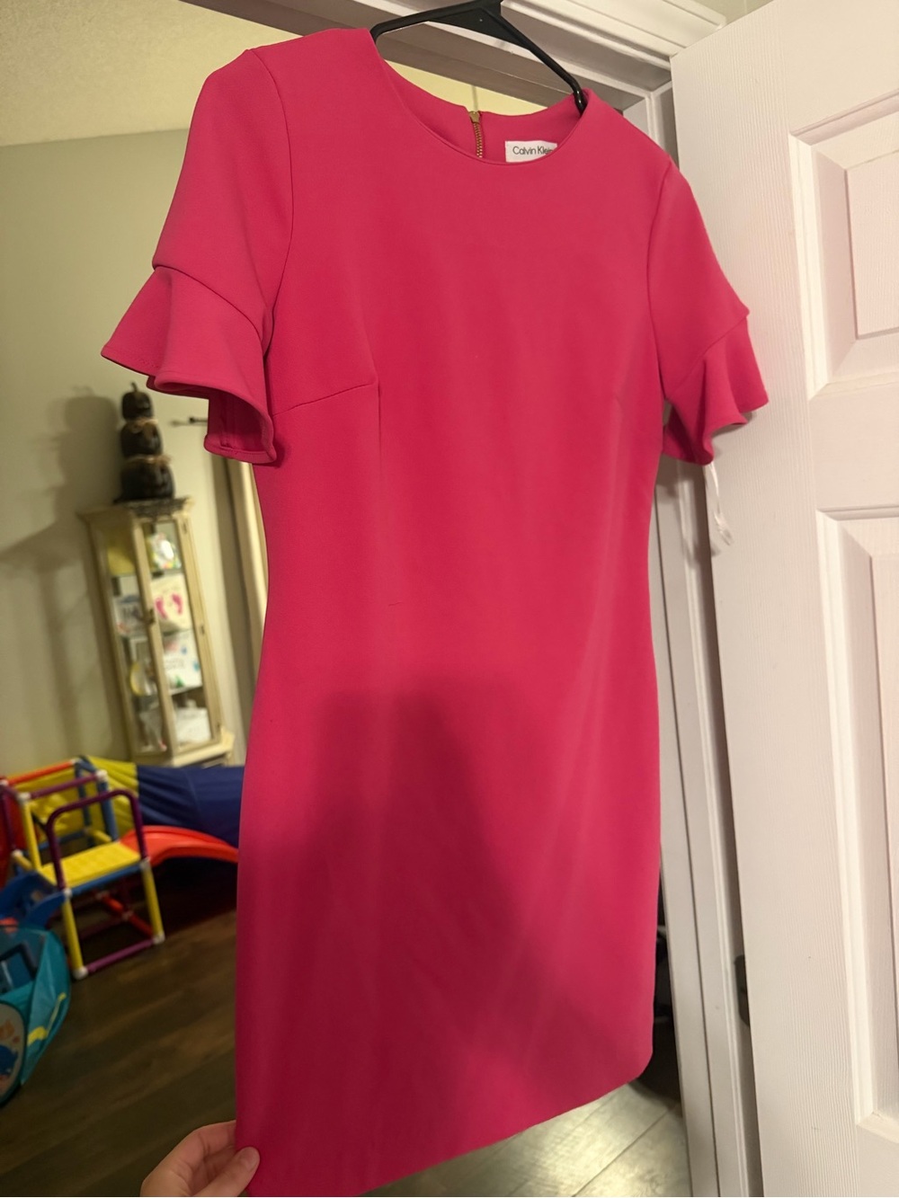 Calvin Klein Hot Pink Ruffle Sleeve Sheath Dress